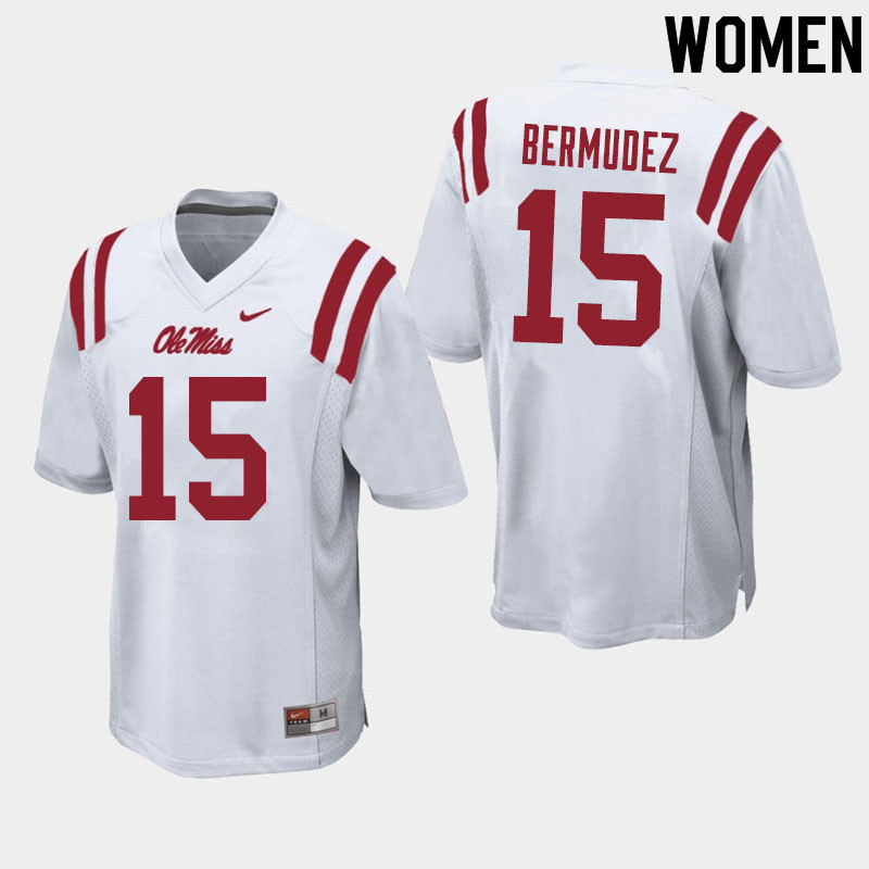 Derek Bermudez Ole Miss Rebels NCAA Women's White #15 Stitched Limited College Football Jersey TGN8358PN
